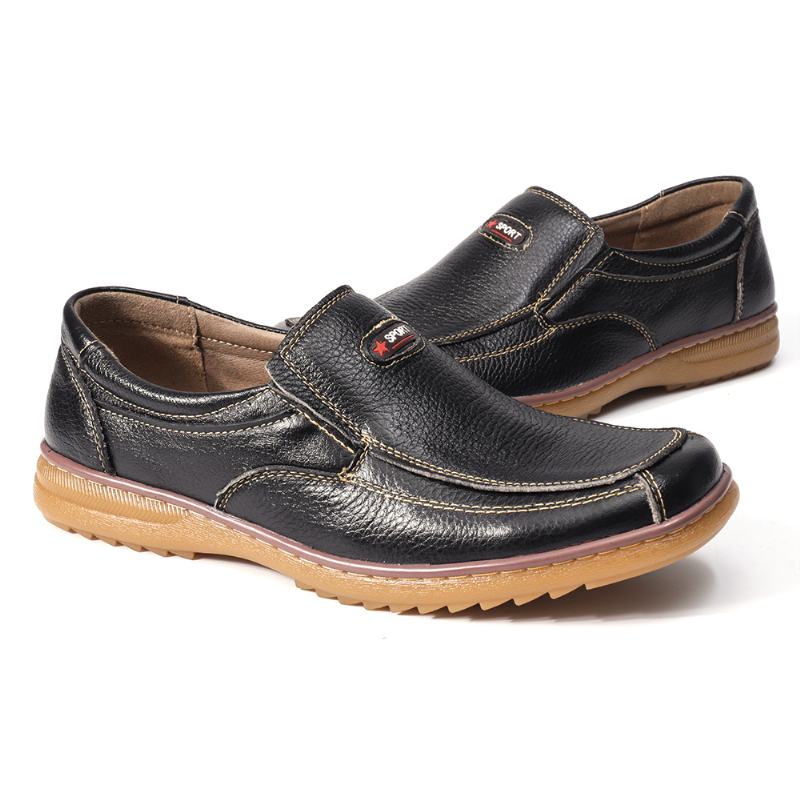 Mężczyźni Oryginalna Skóra Bydlęca Slip On Soft Sole Non Slip Casual Oxfords