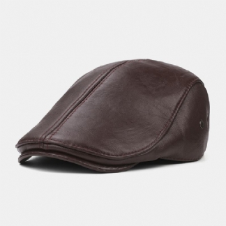 Mężczyźni Oryginalna Skórzana Ochrona Słuchu Utrzymuj Ciepło Outdoor Windproof Forward Hat Beret Hat