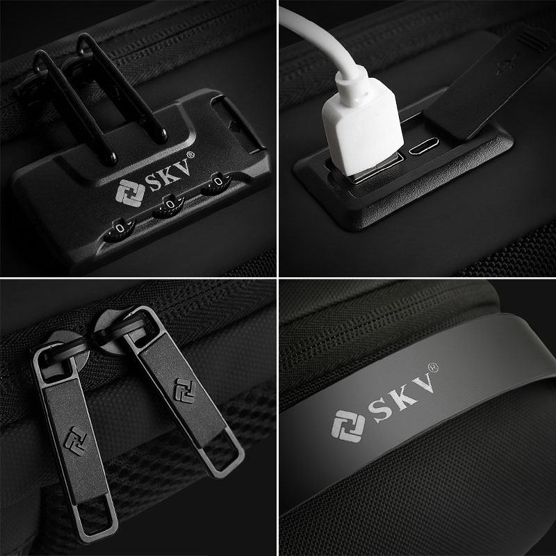 Mężczyźni Oxford Anti-theft Code Lock Design Wodoodporna Torba Na Klatkę Piersiową Duża Pojemność Usb Ładowanie Wielofunkcyjna Torba Crossbody Torba Na Ramię