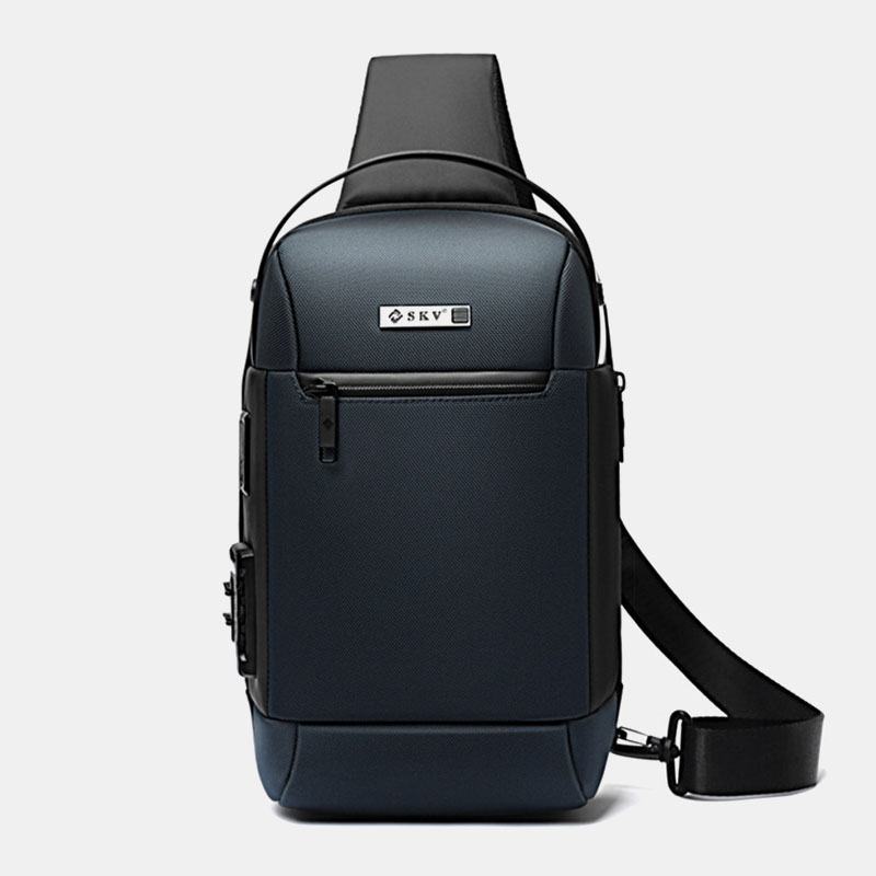 Mężczyźni Oxford Anti-theft Code Lock Design Wodoodporna Torba Na Klatkę Piersiową Duża Pojemność Usb Ładowanie Wielofunkcyjna Torba Crossbody Torba Na Ramię