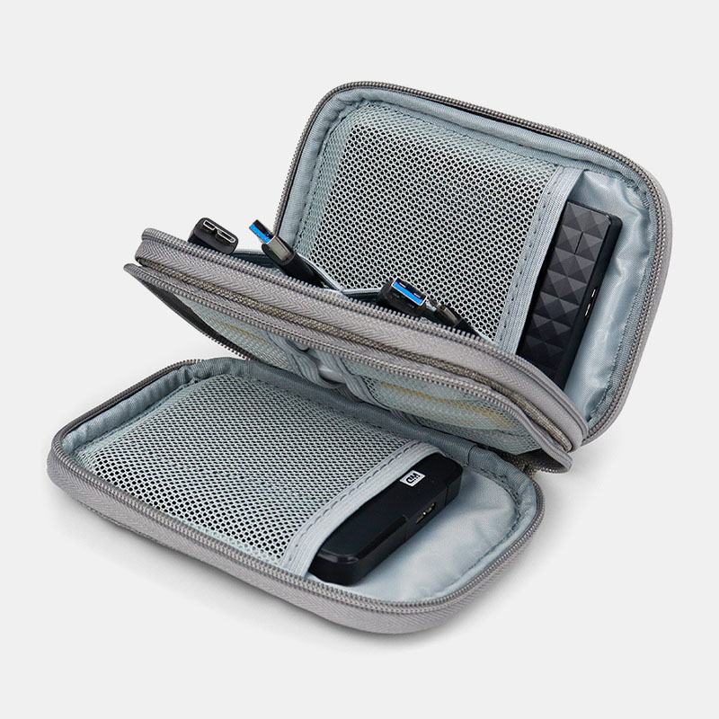 Mężczyźni Oxford Duża Pojemność Wodoodporna 2.5-calowa Mobilna Obudowa Ochronna Na Dysk Twardy Przenośna Podwójna Torba Do Przechowywania Power Bank Bag Clutch Bags