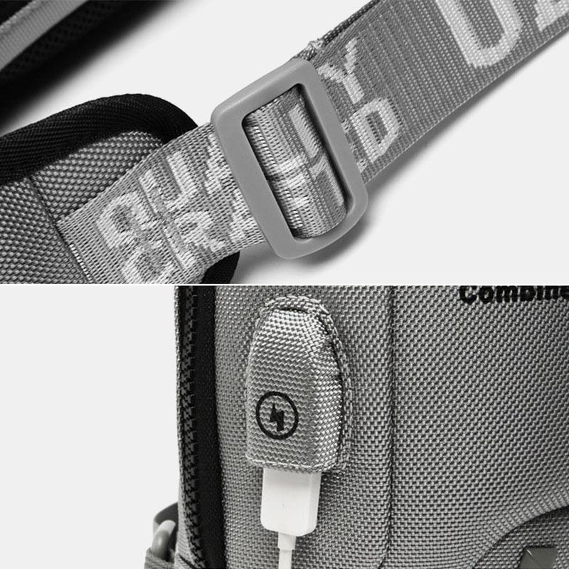 Mężczyźni Oxford Letter Front Blokada Hasła Anti-theft Design Usb Ładująca Torba Crossbody Z Wieloma Kieszeniami Z Wieloma Przegrodami Torba Na Klatkę Piersiową