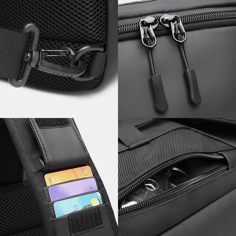 Mężczyźni Oxford Usb Ładowanie Multi-pocket 3 Gniazda Kart Wodoodporna Zewnętrzna Torba Crossbody Torba Na Klatkę Piersiową Sling Bag