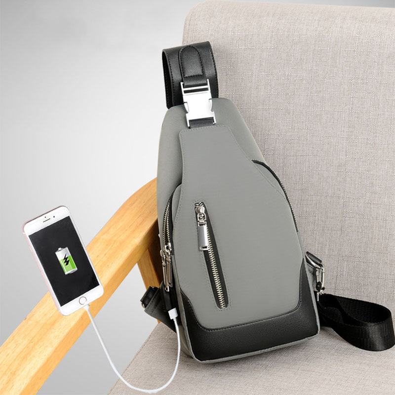 Mężczyźni Oxford Usb Ładowanie Wodoodporna Casual Outdoor Torba Przez Ramię Torba Na Klatkę Piersiową Sling Bag