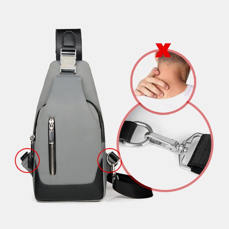 Mężczyźni Oxford Usb Ładowanie Wodoodporna Casual Outdoor Torba Przez Ramię Torba Na Klatkę Piersiową Sling Bag