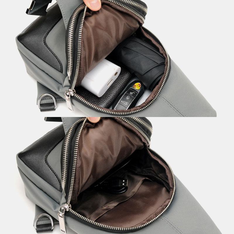 Mężczyźni Oxford Usb Ładowanie Wodoodporna Casual Outdoor Torba Przez Ramię Torba Na Klatkę Piersiową Sling Bag