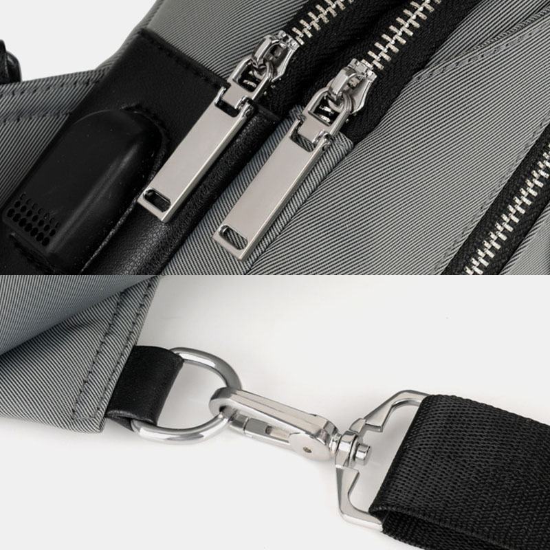 Mężczyźni Oxford Usb Ładowanie Wodoodporna Casual Outdoor Torba Przez Ramię Torba Na Klatkę Piersiową Sling Bag