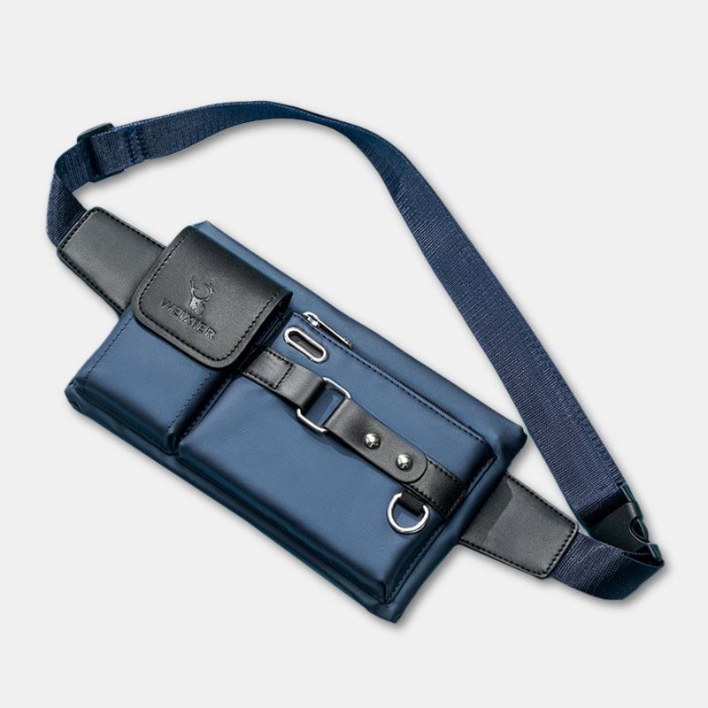 Mężczyźni Oxford Wielofunkcyjny Wodoodporny Otwór Na Słuchawki Projekt Torba Na Klatkę Piersiową Torba Na Pas Casual Moda 6.5-calowa Torba Na Telefon Torby Crossbody