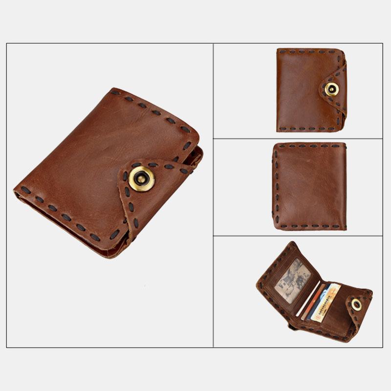 Mężczyźni Prawdziwa Skóra Bifold Multi-card Slot Retro Posiadacz Karty Ze Skóry Wołowej Klip Na Pieniądze Portmonetka Portfel