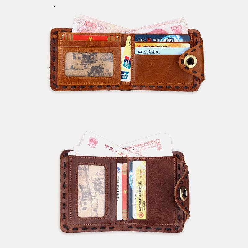 Mężczyźni Prawdziwa Skóra Bifold Multi-card Slot Retro Posiadacz Karty Ze Skóry Wołowej Klip Na Pieniądze Portmonetka Portfel