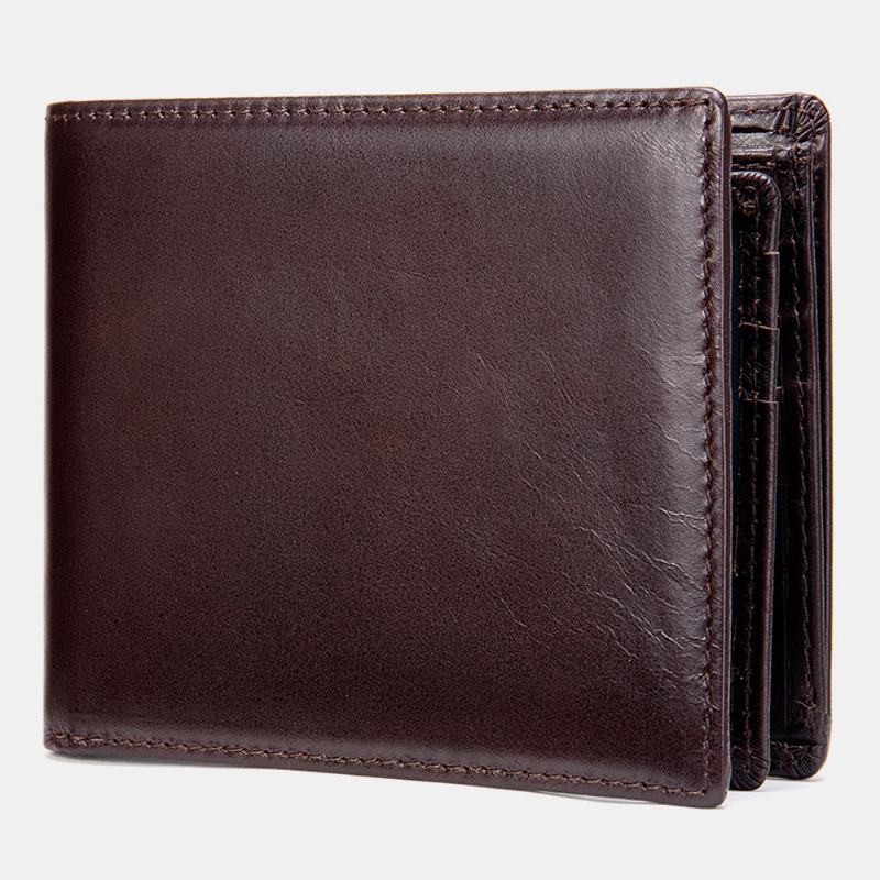 Mężczyźni Prawdziwa Skóra Krótkie Bifold Multi-card Slot Id Portfele Etui Na Karty Money Clip Coin Purse Wallet