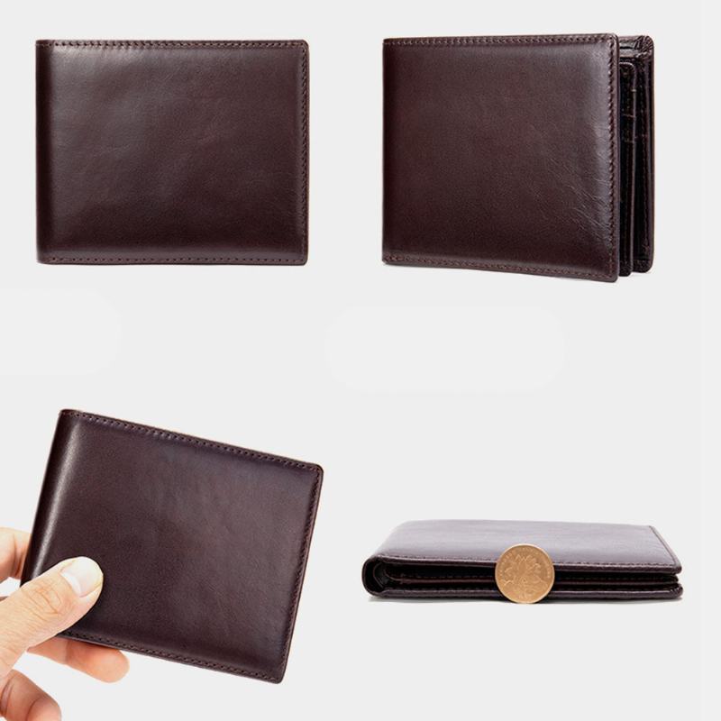 Mężczyźni Prawdziwa Skóra Krótkie Bifold Multi-card Slot Id Portfele Etui Na Karty Money Clip Coin Purse Wallet