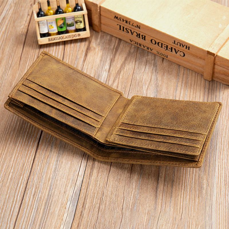 Mężczyźni Prawdziwa Skóra Krótkie Bifold Multi-card Slot Id Portfele Etui Na Karty Money Clip Coin Purse Wallet