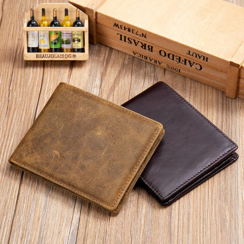 Mężczyźni Prawdziwa Skóra Krótkie Bifold Multi-card Slot Id Portfele Etui Na Karty Money Clip Coin Purse Wallet