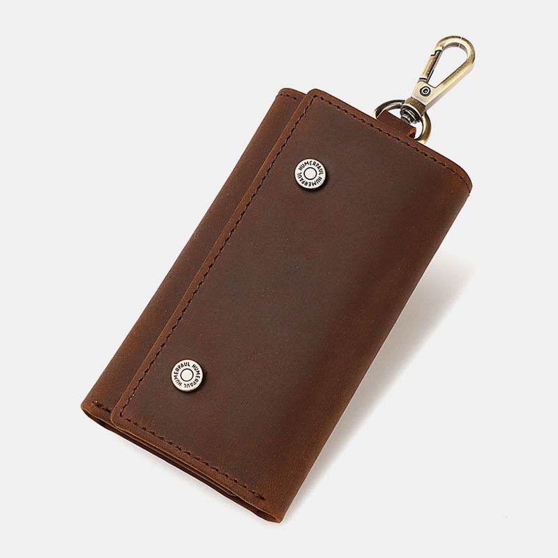 Mężczyźni Prawdziwa Skóra Retro Easy Carry Brief Car Key Case Brelok Portfel Coin Purse