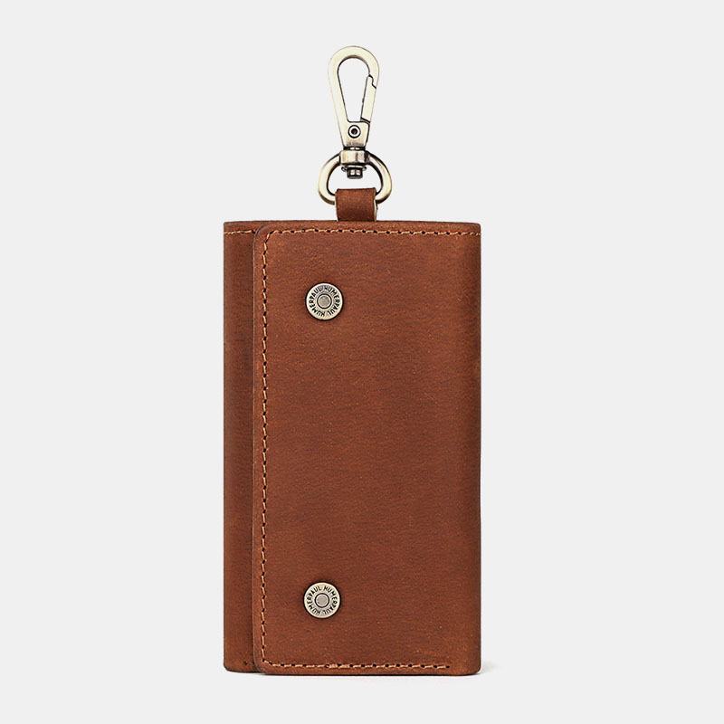 Mężczyźni Prawdziwa Skóra Retro Easy Carry Brief Car Key Case Brelok Portfel Coin Purse