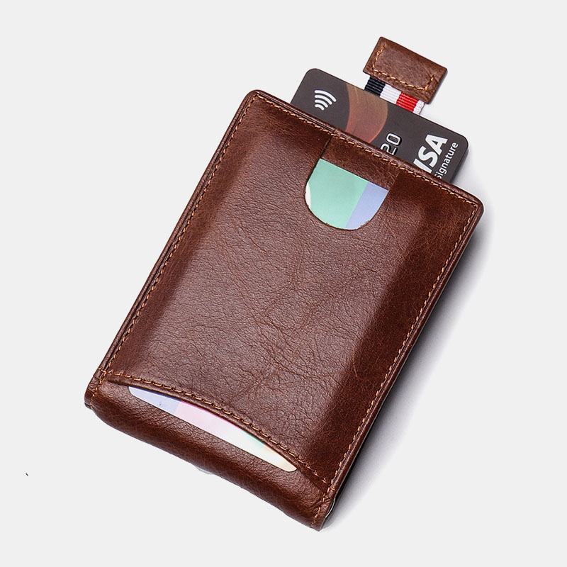 Mężczyźni Prawdziwa Skóra Vintage Business Skóra Bydlęca Multi-card Slot Money Clip Card Holder Portfel