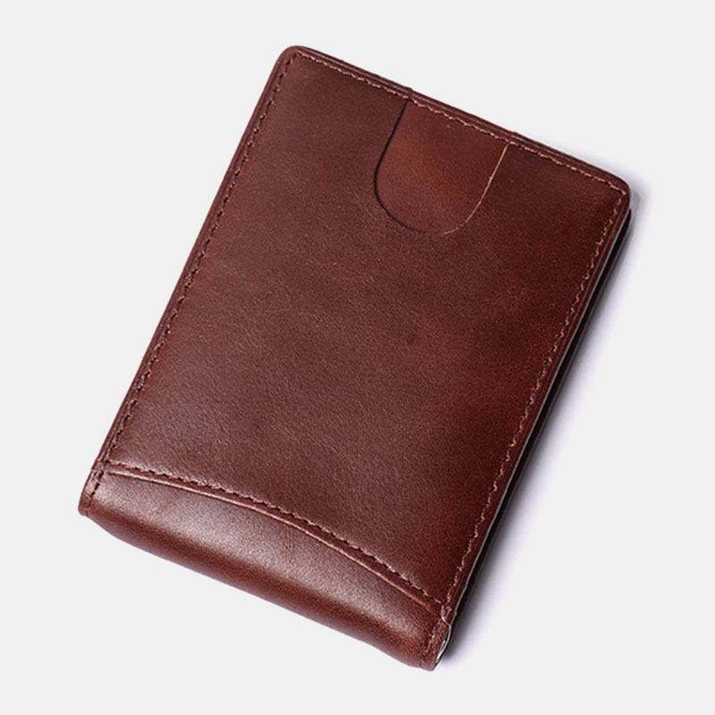 Mężczyźni Prawdziwa Skóra Vintage Business Skóra Bydlęca Multi-card Slot Money Clip Card Holder Portfel