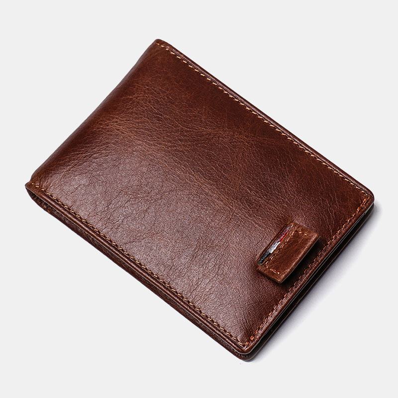 Mężczyźni Prawdziwa Skóra Vintage Business Skóra Bydlęca Multi-card Slot Money Clip Card Holder Portfel