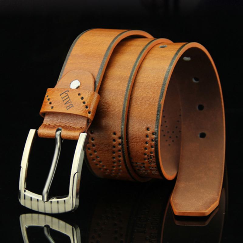 Mężczyźni Pu Leather 110 cm List Wzór Casual Retro Hollow Pin Buckle Pants Belt