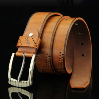 Mężczyźni Pu Leather 110 cm List Wzór Casual Retro Hollow Pin Buckle Pants Belt