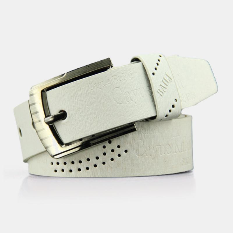 Mężczyźni Pu Leather 110 cm List Wzór Casual Retro Hollow Pin Buckle Pants Belt