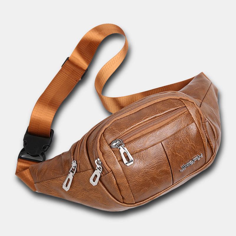 Mężczyźni Pu Leather Anti-theft Wielofunkcyjna Wielofunkcyjna Kieszeń 6.5 Cala Torba Na Telefon Torba Biodrowa Torba Na Klatkę Piersiową Torby Crossbody