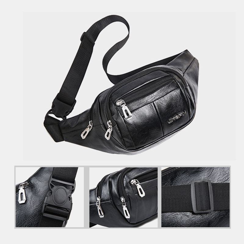 Mężczyźni Pu Leather Anti-theft Wielofunkcyjna Wielofunkcyjna Kieszeń 6.5 Cala Torba Na Telefon Torba Biodrowa Torba Na Klatkę Piersiową Torby Crossbody