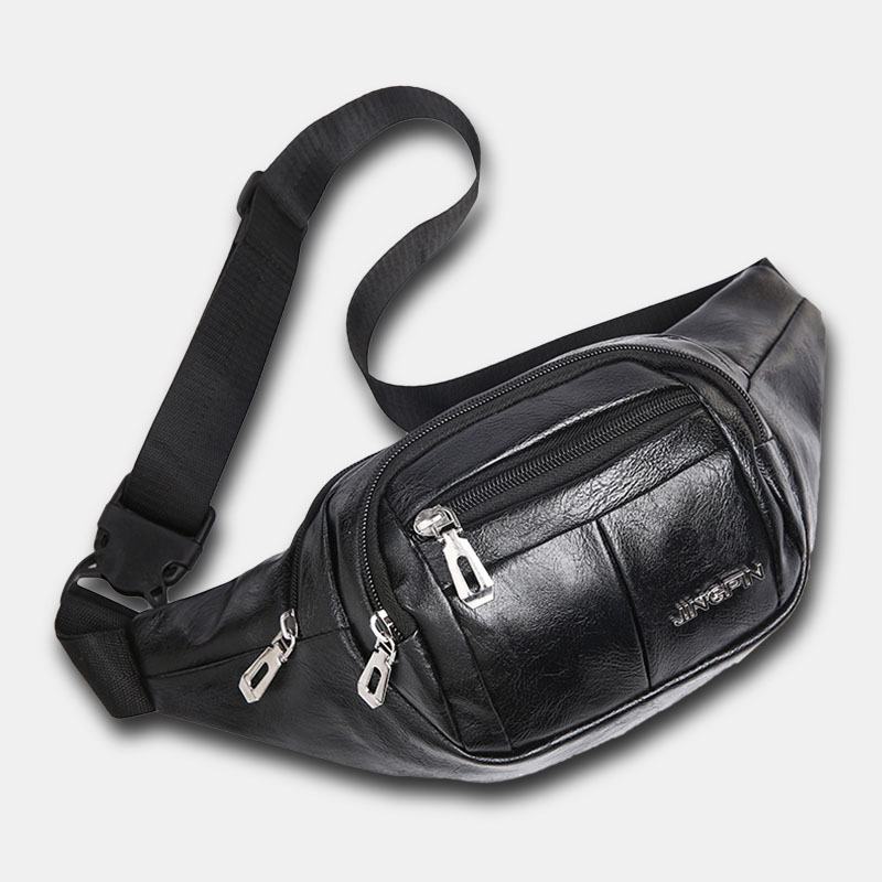 Mężczyźni Pu Leather Anti-theft Wielofunkcyjna Wielofunkcyjna Kieszeń 6.5 Cala Torba Na Telefon Torba Biodrowa Torba Na Klatkę Piersiową Torby Crossbody