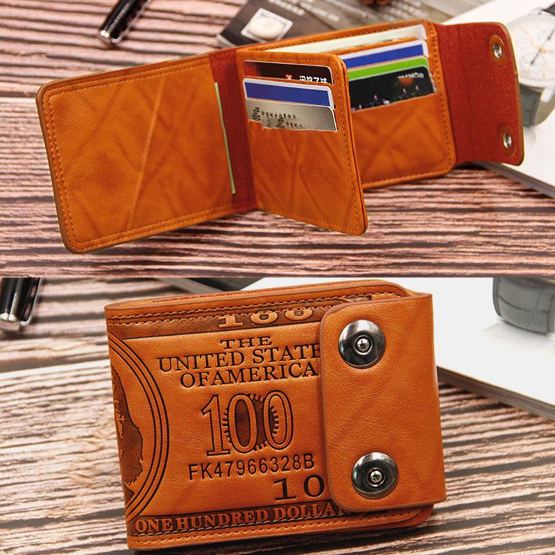 Mężczyźni Pu Leather Dollar Pattern Bifold Sort Multi-card Slot Card Holder Coin Purse Wallet