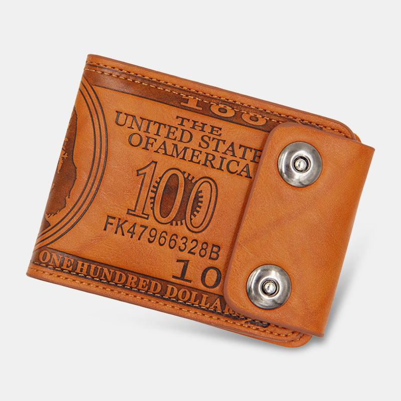 Mężczyźni Pu Leather Dollar Pattern Bifold Sort Multi-card Slot Card Holder Coin Purse Wallet