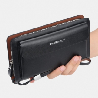 Mężczyźni Pu Leather Duża Pojemność Multi-card Slot Casual Carry Handle Sprzęgła Torba Na Karty Portfel Na Karty