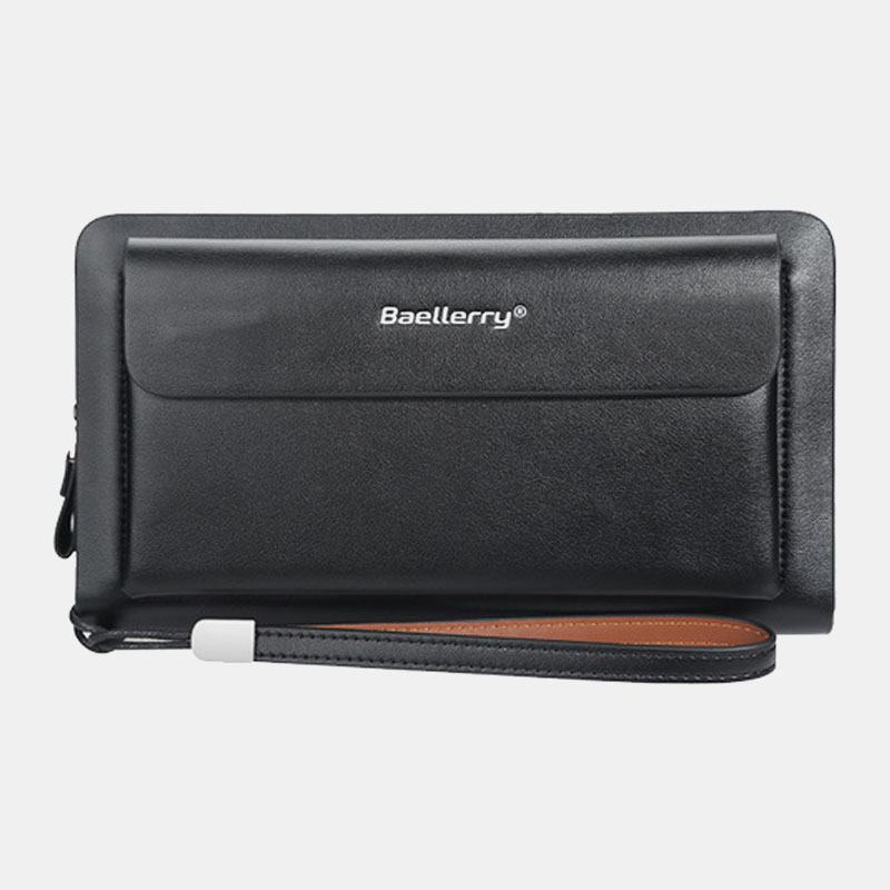 Mężczyźni Pu Leather Duża Pojemność Multi-card Slot Casual Carry Handle Sprzęgła Torba Na Karty Portfel Na Karty