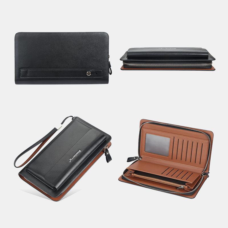 Mężczyźni Pu Leather Duża Pojemność Multi-card Slot Casual Carry Handle Sprzęgła Torba Na Karty Portfel Na Karty