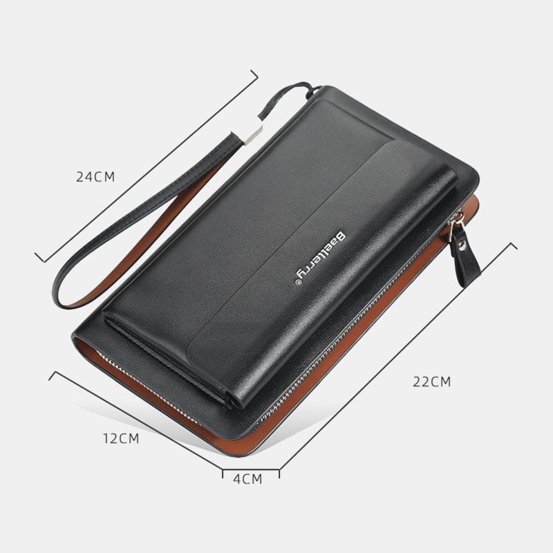 Mężczyźni Pu Leather Duża Pojemność Multi-card Slot Casual Carry Handle Sprzęgła Torba Na Karty Portfel Na Karty