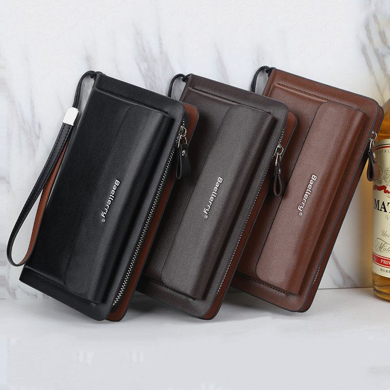 Mężczyźni Pu Leather Duża Pojemność Multi-card Slot Casual Carry Handle Sprzęgła Torba Na Karty Portfel Na Karty