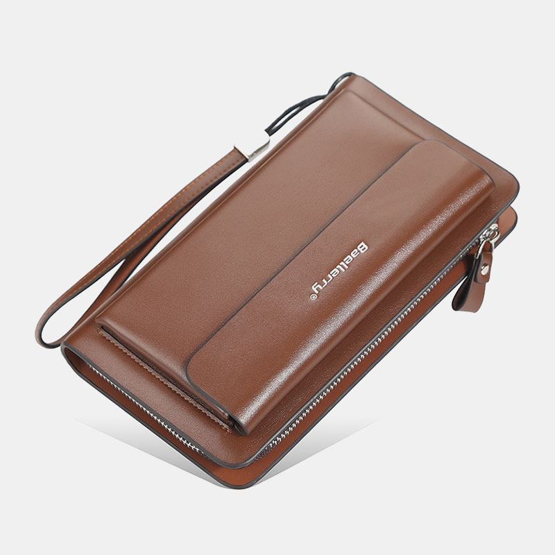 Mężczyźni Pu Leather Duża Pojemność Multi-card Slot Casual Carry Handle Sprzęgła Torba Na Karty Portfel Na Karty