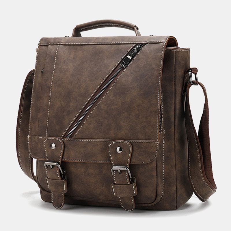 Mężczyźni Pu Leather Duża Pojemność Vintage Casual Wodoodporne Oddychające Torby Crossbody Torby Na Ramię Torebka