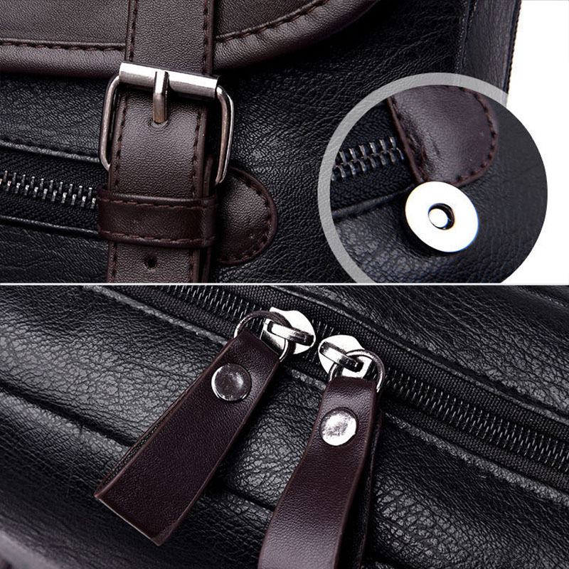 Mężczyźni Pu Leather Hasp Plecak O Dużej Pojemności Multi-pocket Wodoodporna 15.6-calowa Torba Na Laptopa Moda Wild Travel Bag