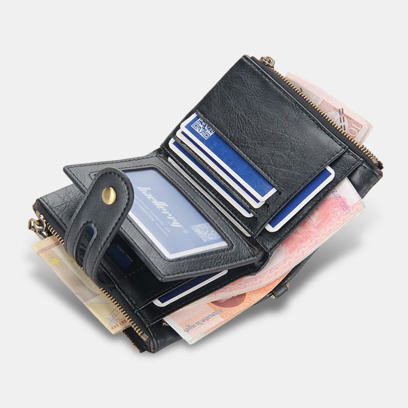 Mężczyźni Pu Leather Long Bifold Multi-card Slot Card Holder Podwójny Zamek Błyskawiczny Portmonetka Portfel Na Pieniądze