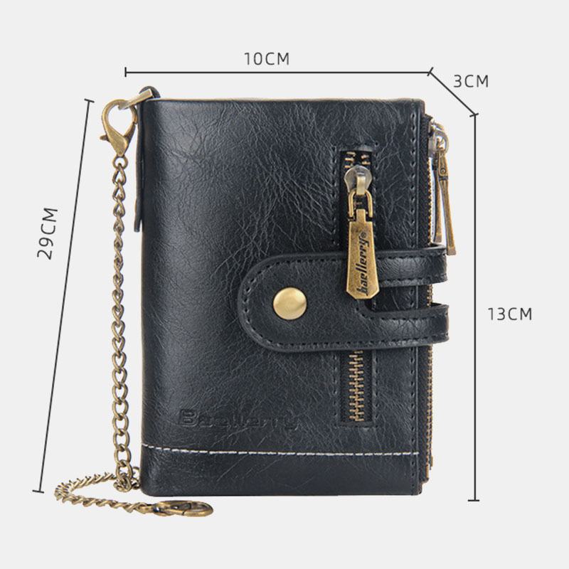 Mężczyźni Pu Leather Long Bifold Multi-card Slot Card Holder Podwójny Zamek Błyskawiczny Portmonetka Portfel Na Pieniądze