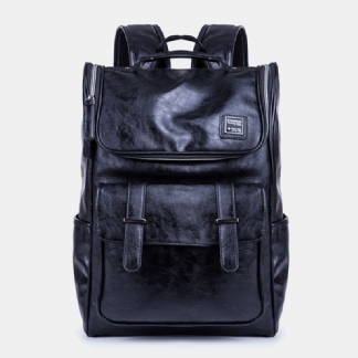 Mężczyźni Pu Leather Moda Trend O Dużej Pojemności 15-calowa Torba Na Laptopa Student School Bag Travel Bag Backpack