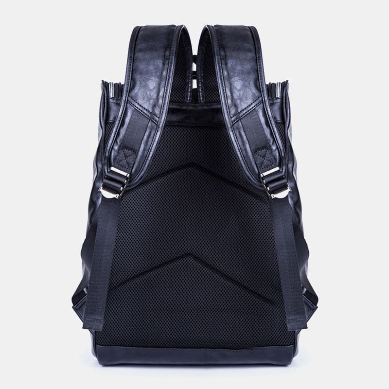 Mężczyźni Pu Leather Moda Trend O Dużej Pojemności 15-calowa Torba Na Laptopa Student School Bag Travel Bag Backpack