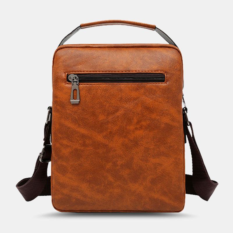 Mężczyźni Pu Leather Multi-pocket Anti-theft Messenger Bag Torby Crossbody Torba Na Ramię Torebka Teczki