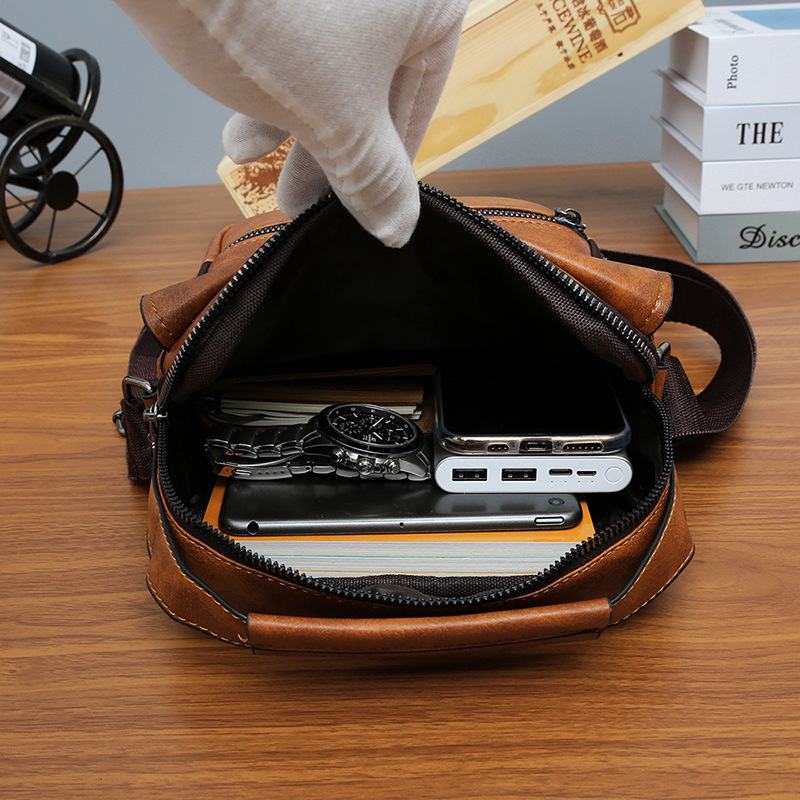 Mężczyźni Pu Leather Multi-pocket Anti-theft Messenger Bag Torby Crossbody Torba Na Ramię Torebka Teczki