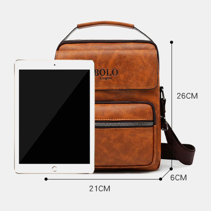 Mężczyźni Pu Leather Multi-pocket Anti-theft Messenger Bag Torby Crossbody Torba Na Ramię Torebka Teczki