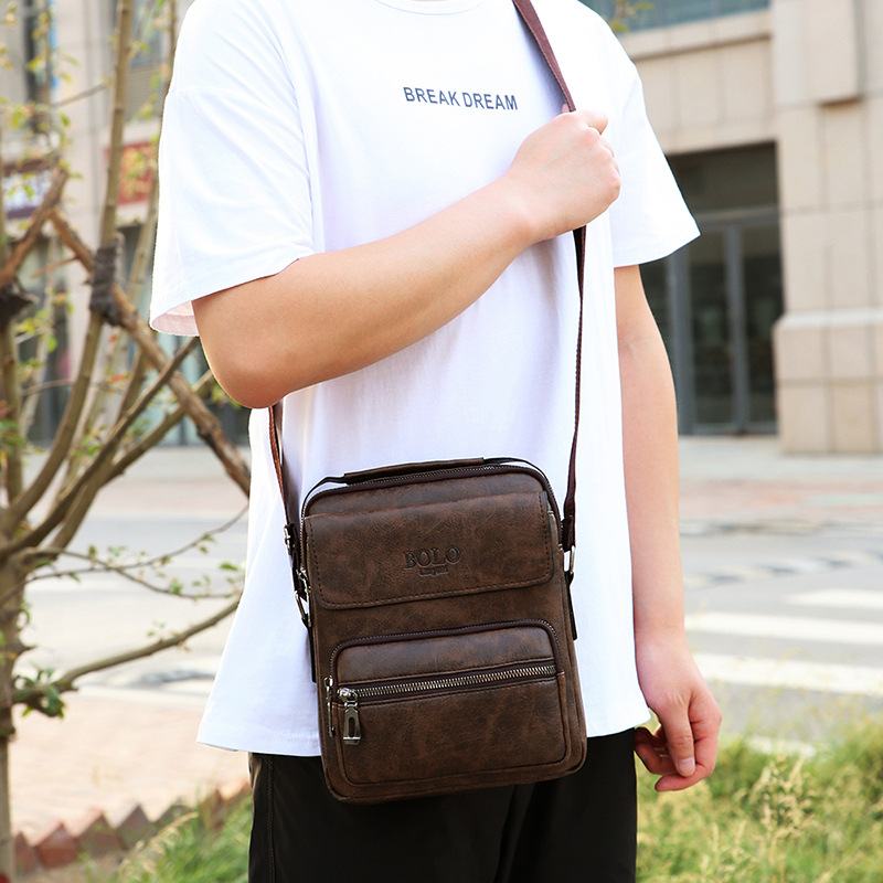 Mężczyźni Pu Leather Multi-pocket Anti-theft Messenger Bag Torby Crossbody Torba Na Ramię Torebka Teczki