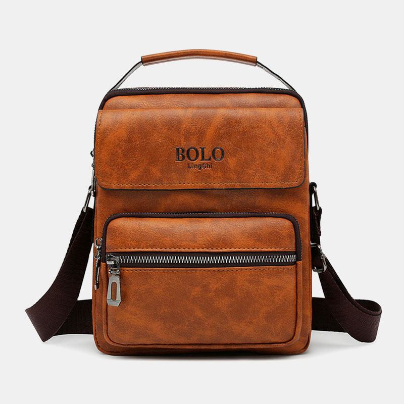 Mężczyźni Pu Leather Multi-pocket Anti-theft Messenger Bag Torby Crossbody Torba Na Ramię Torebka Teczki