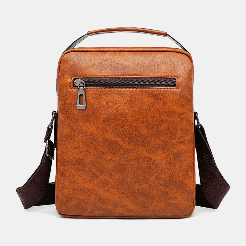 Mężczyźni Pu Leather Multi-pocket Anti-theft Retro Crossbody Torby Torba Na Ramię Torebka Torba Teczka