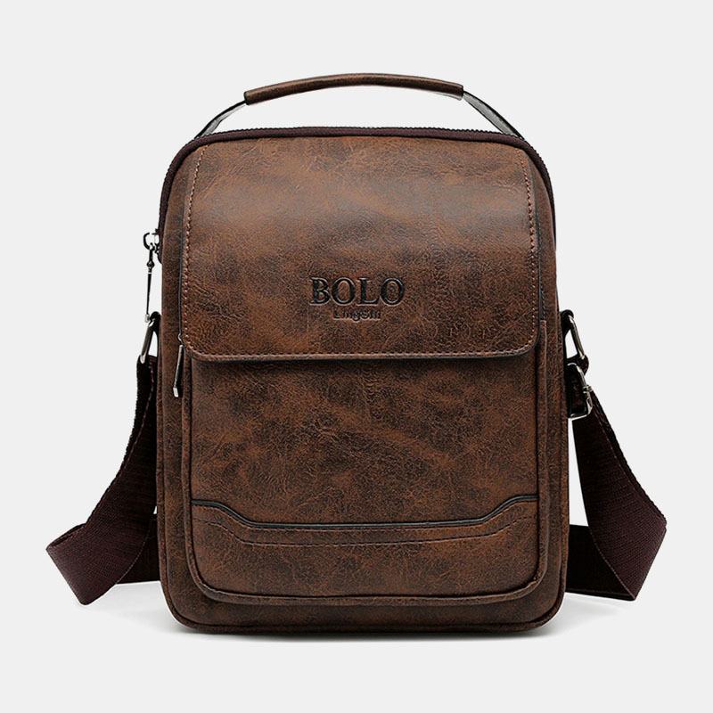 Mężczyźni Pu Leather Multi-pocket Anti-theft Retro Crossbody Torby Torba Na Ramię Torebka Torba Teczka